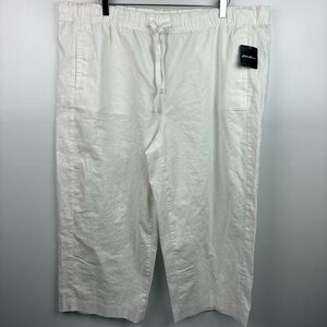 Eddie Bauer NWT White Wave Break Wide-Leg Linen Blend Capri Pants